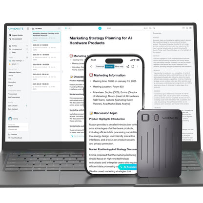 WaveNote AI Recorder: AI Transcribe & Summarize, Multi-Speaker Voice Recognition，Support 112 Languages